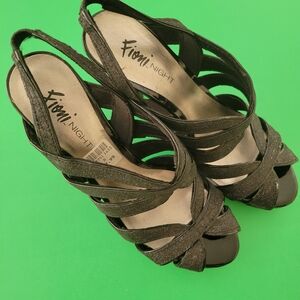 Fiona Nights Black Strappy Evening Slingback Heels